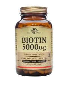 Solgar® Biotin 5000 μg 100 Vegetable Capsules 