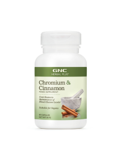 GNC Herbal Plus® Chromium and Cinnamon, Supports the maintenance of blood glucose levels1. 60 Vegetarian Capsules